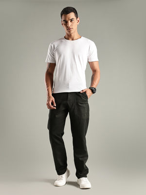 Thomas Scott Men Dark Green Mid-Rise Relaxed Fit Woven Trouser
