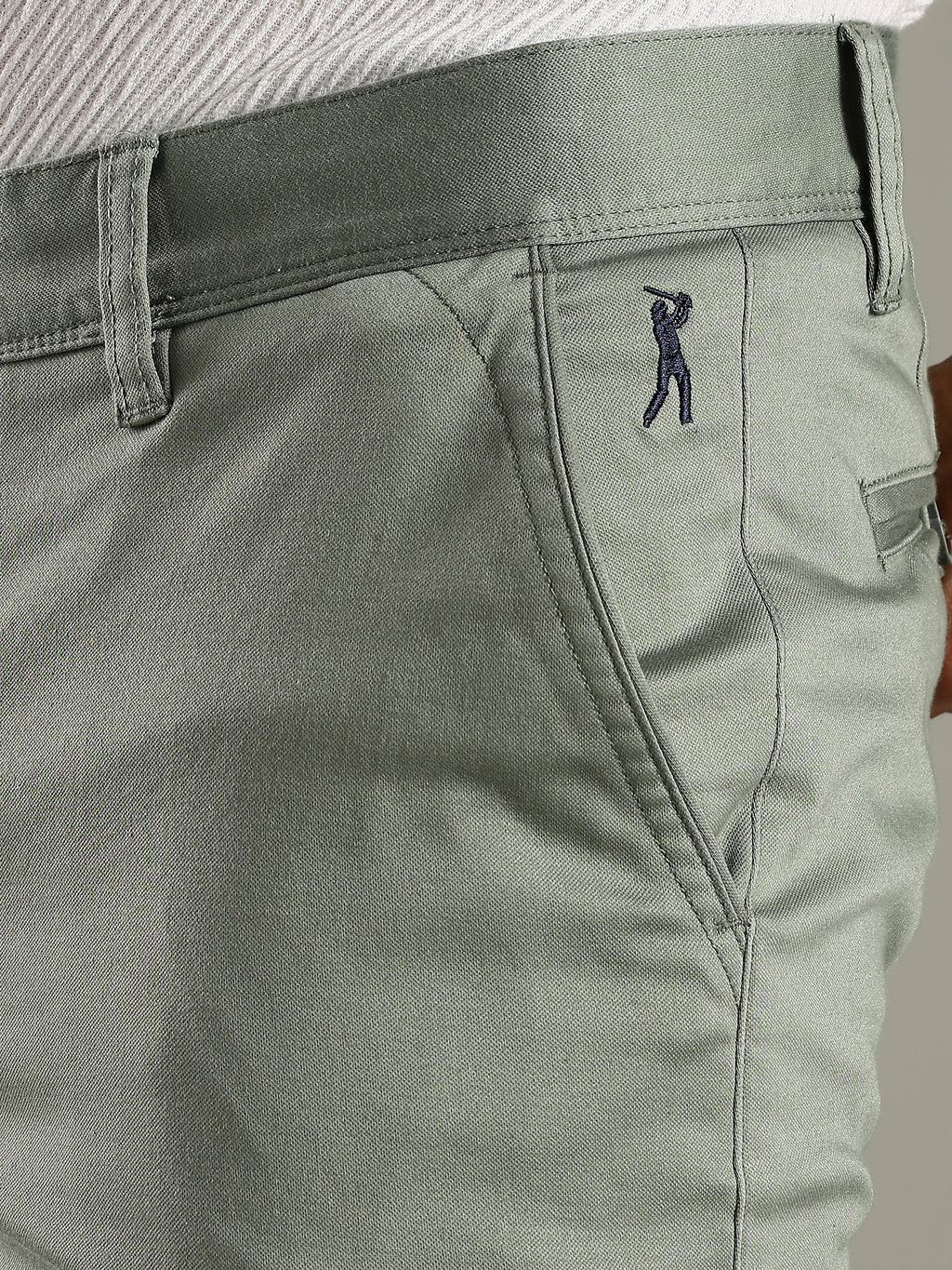 Thomas Scott Men Olive Straight Fit Mid-Rise Solid Chinos Trouser