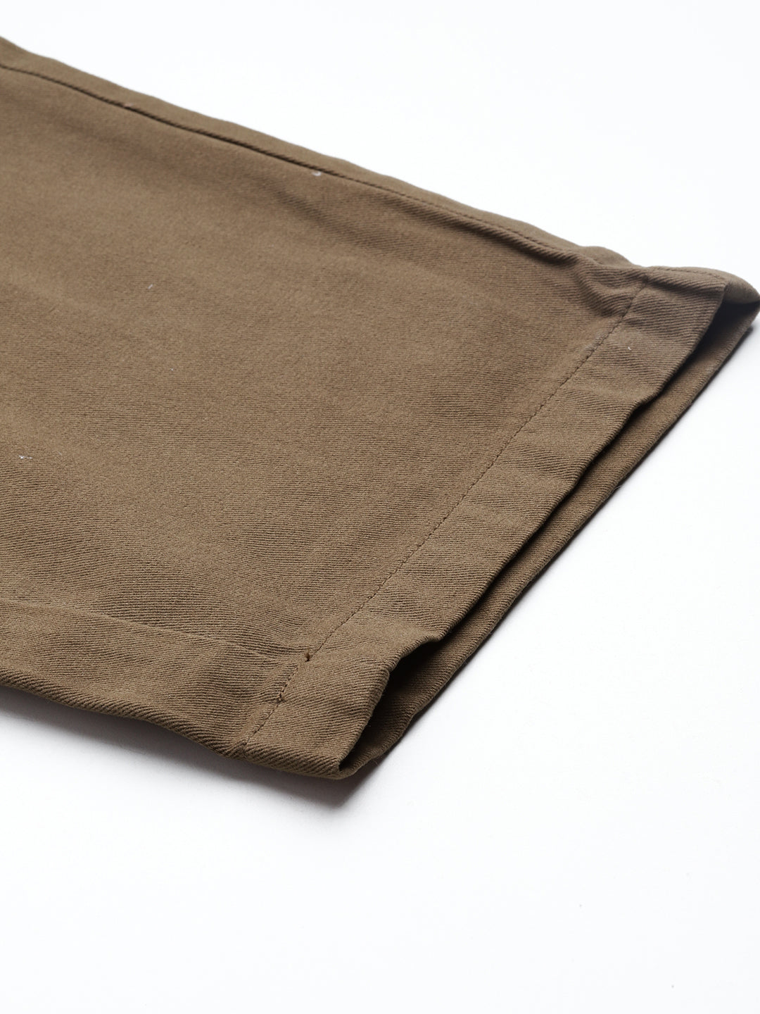 Thomas Scott Men Dark Khaki Plus Size Regular Fit Woven Chinos Trouser