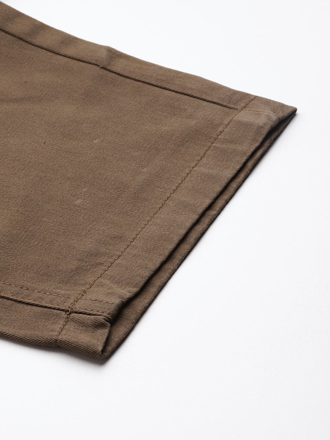 Thomas Scott Men Dark Khaki Plus Size Regular Fit Woven Chinos Trouser