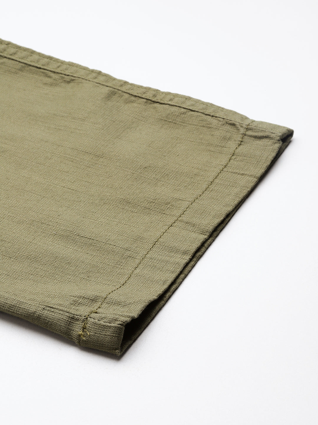 Thomas Scott Men Olive Plus Size Straight Fit Woven Chinos Trouser
