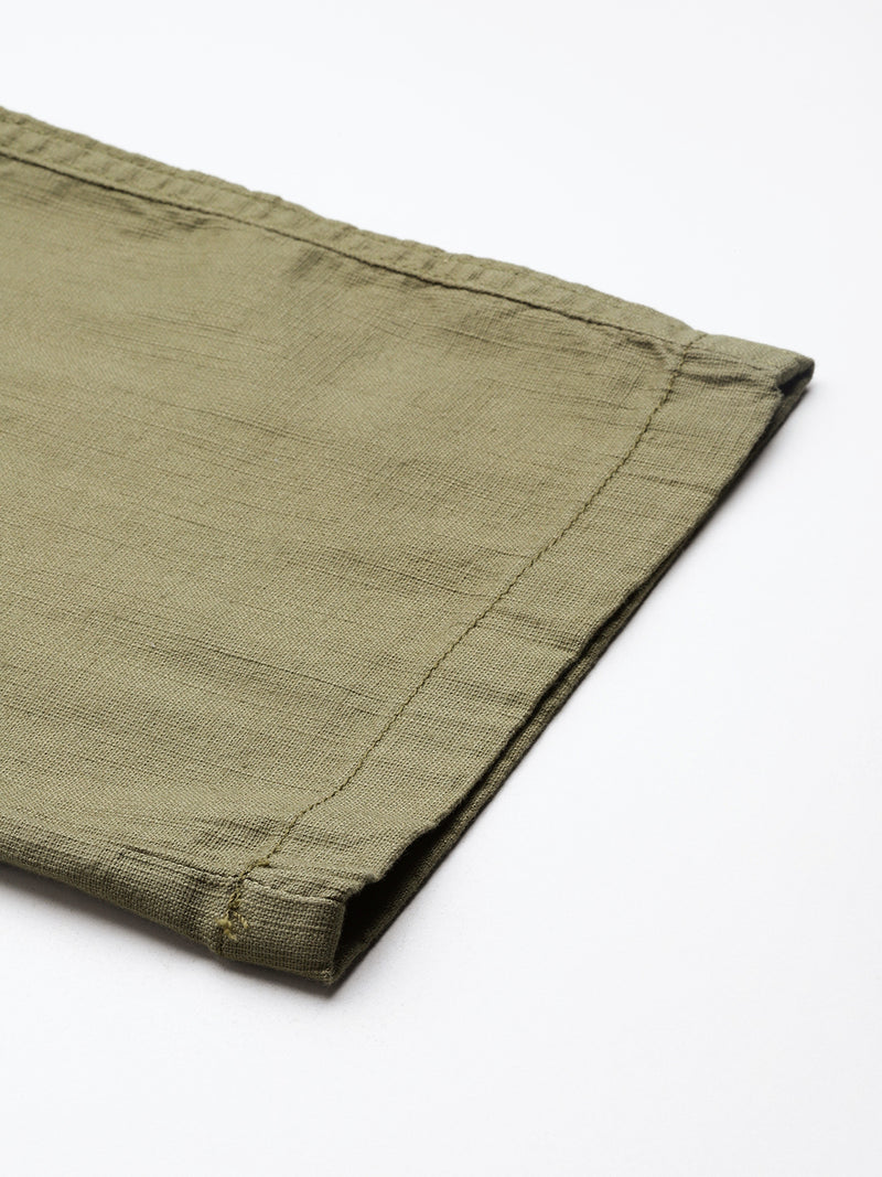 Thomas Scott Men Olive Plus Size Straight Fit Woven Chinos Trouser
