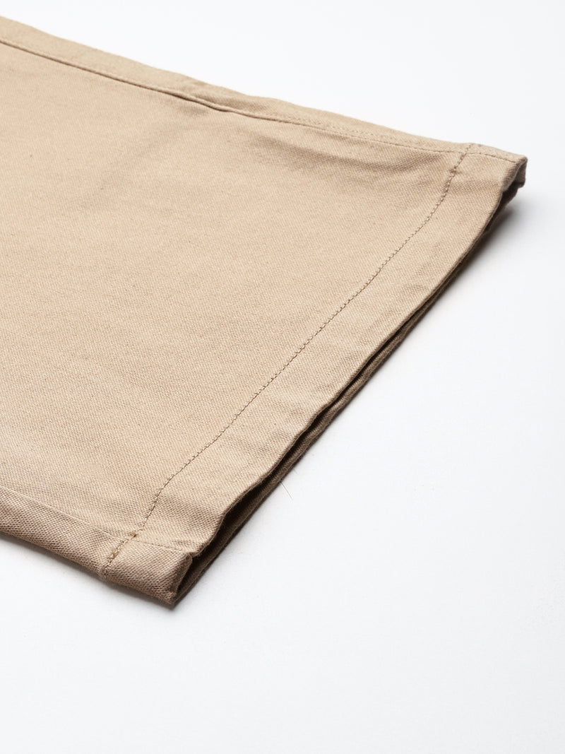 Thomas Scott Men Beige Plus Size Straight Fit Mid-Rise Solid Woven Chinos Trouser