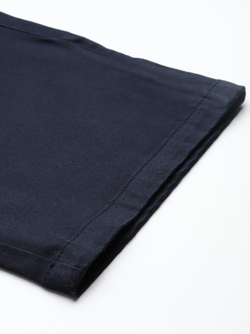 Thomas Scott Men Navy Plus Size Straight Fit Mid-Rise Solid Woven Chinos Trouser