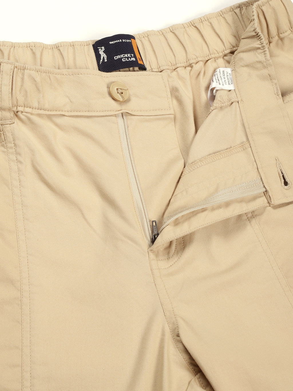 Thomas Scott Men Beige Regular Fit Mid Rise Pure Cotton Shorts