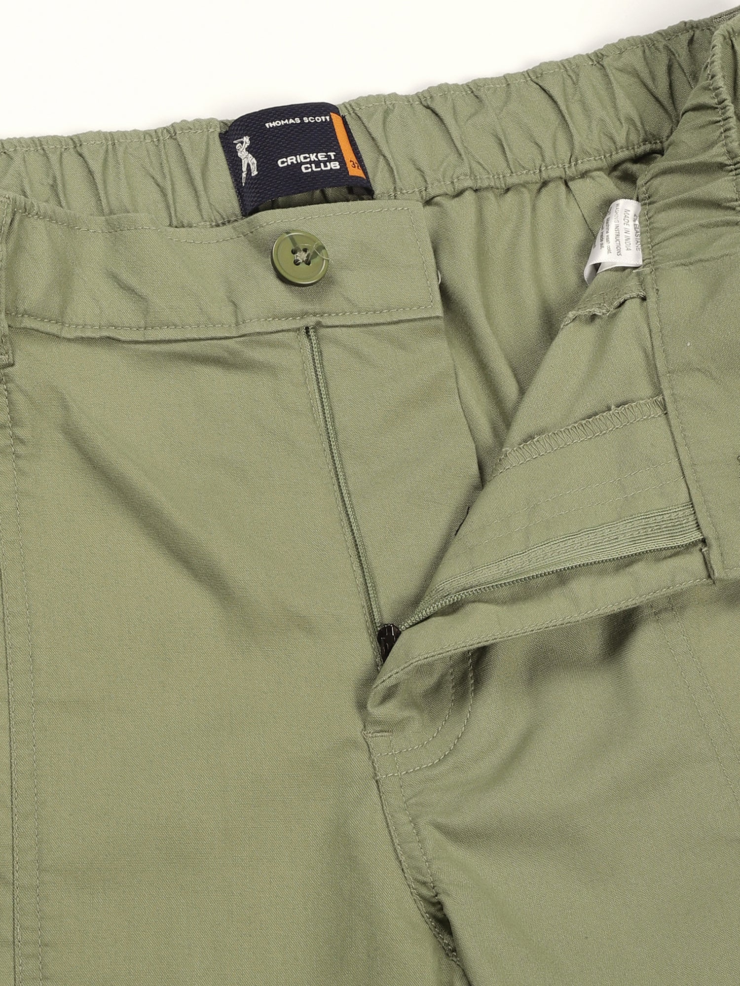 Thomas Scott Men Light Green Regular Fit Mid Rise Pure Cotton Shorts