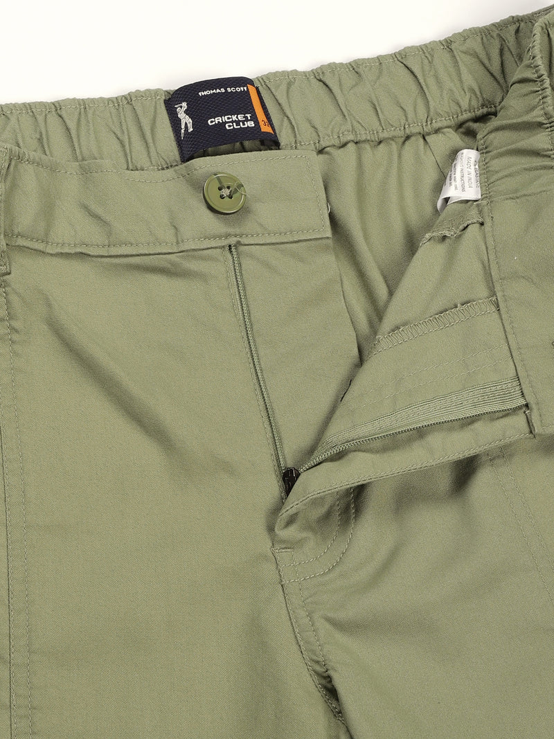 Thomas Scott Men Light Green Regular Fit Mid Rise Pure Cotton Shorts