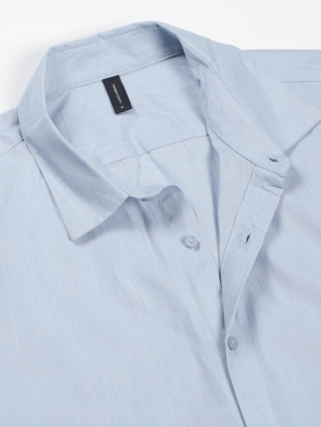 Thomas Scott Men Light Blue Slim Fit Long Sleeves Button-Down Collar Solid Filafil Formal Shirt
