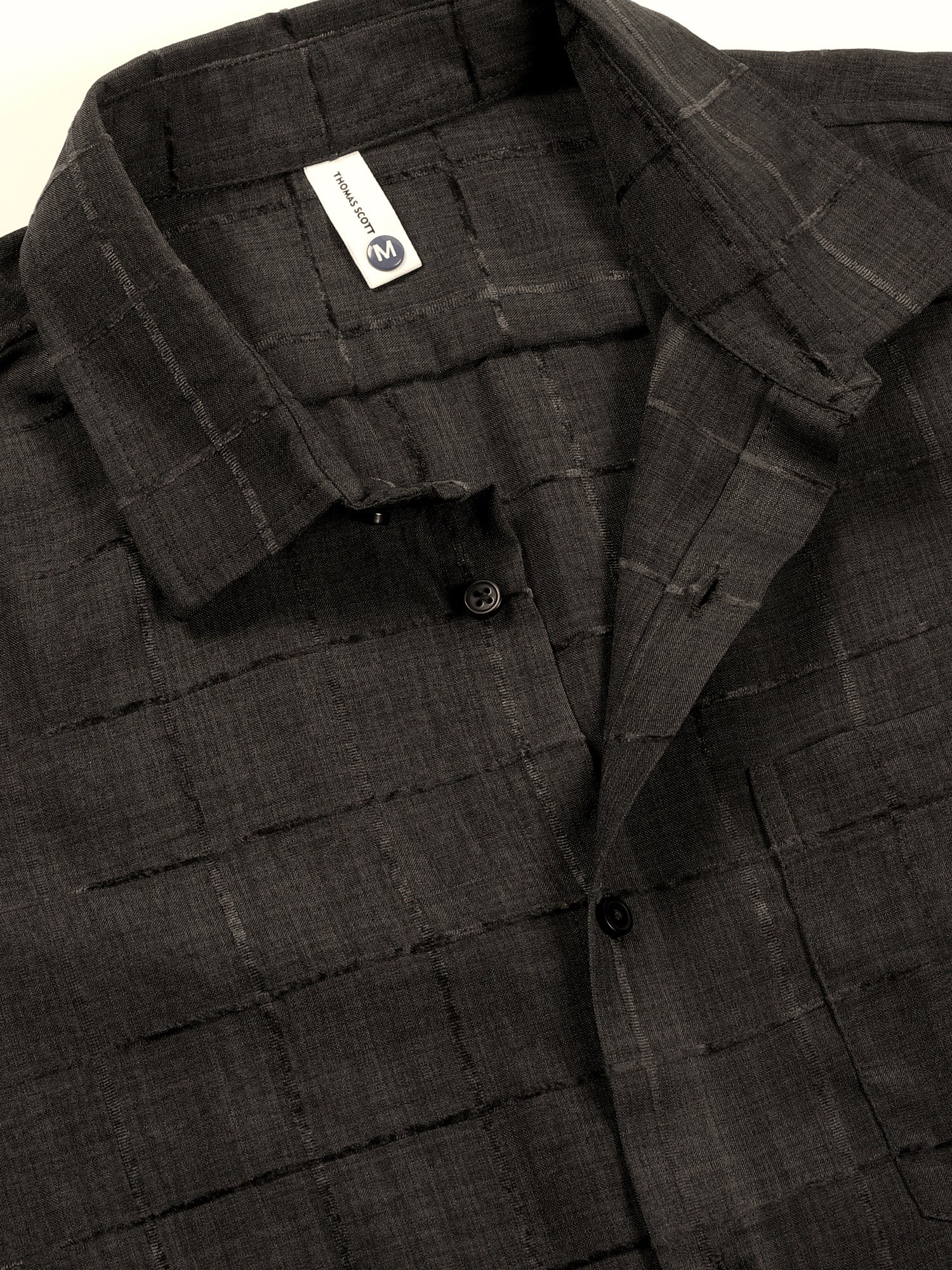 Thomas Scott Men Grey Regular Fit Long Sleeves Spread Collar Windowpane Checks Casual Shirt