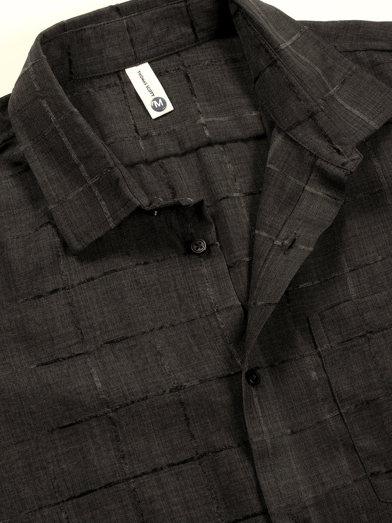 Thomas Scott Men Grey Regular Fit Long Sleeves Spread Collar Windowpane Checks Casual Shirt