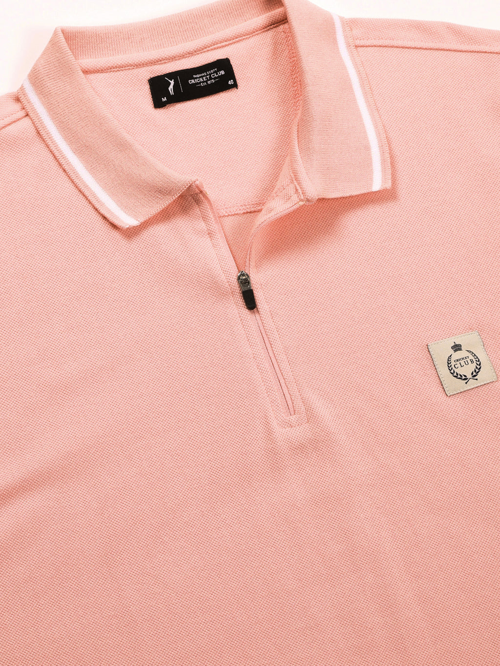 Thomas Scott Men Pink Regular Fit Short Sleeves Knitted Polo Collar T-shirt