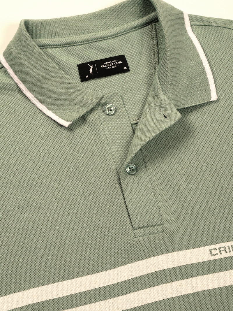 Thomas Scott Men Pista Regular Fit Short Sleeves Knitted Polo Collar T-shirt