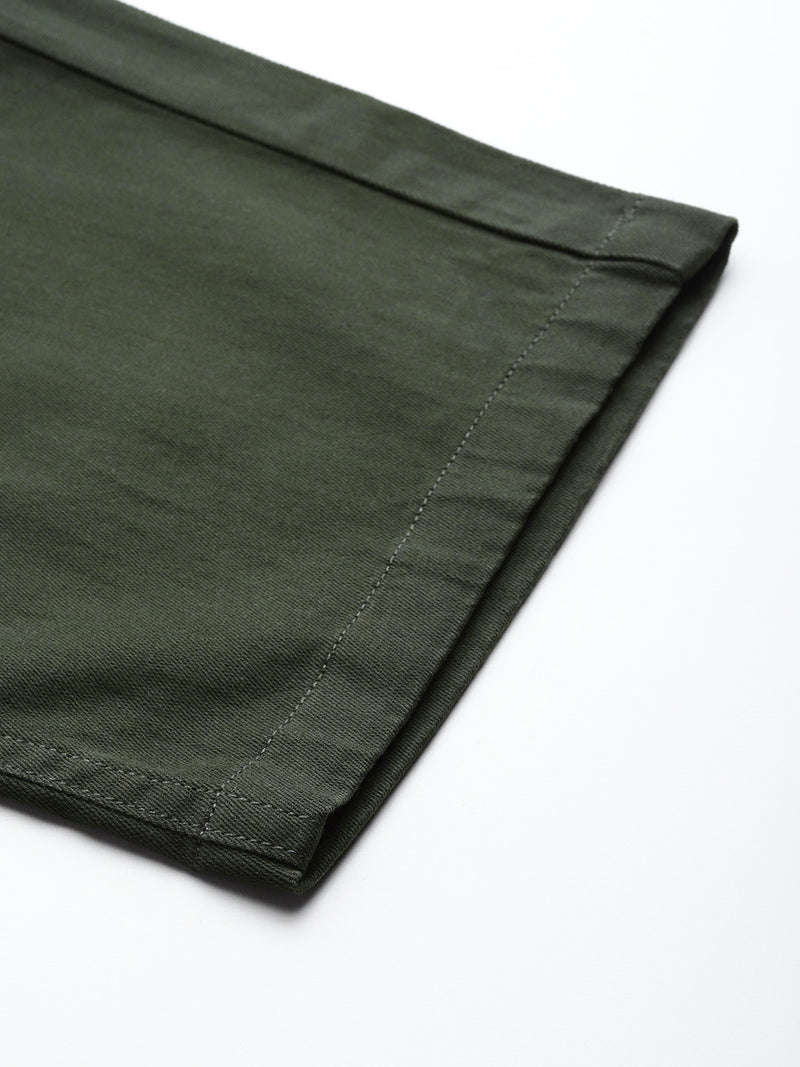 Thomas Scott Men Green Plus Size Smart Easy Wash Regular Fit Mid-Rise Solid Woven Trouser