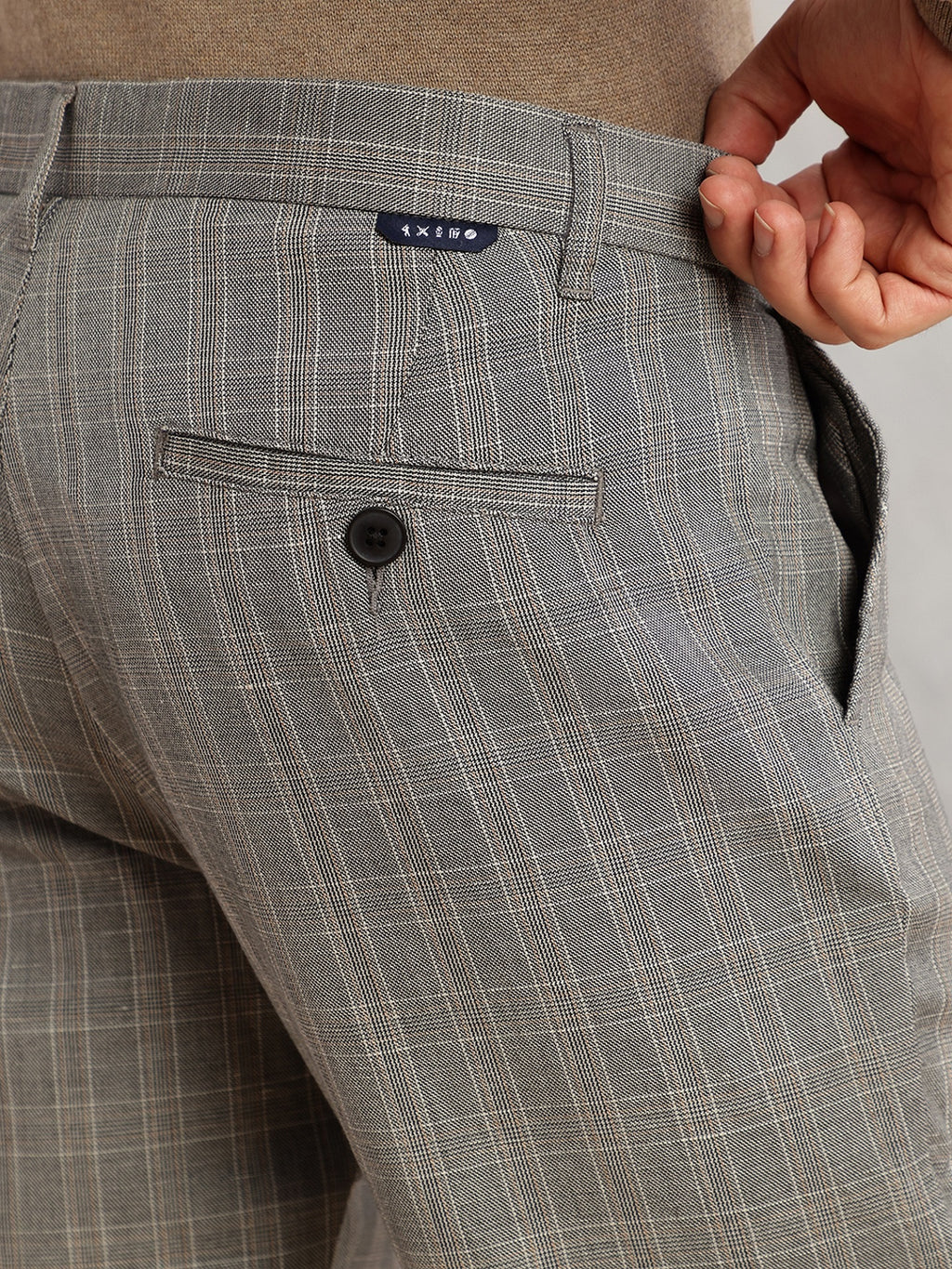 Thomas Scott Men Black Straight Fit Mid-Rise Checked Woven Regular Trouser