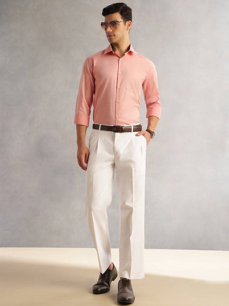 Thomas Scott Men Orange Regular Fit Long Sleeves Cutaway Collar 100% Cotton Filafil Formal Shirt
