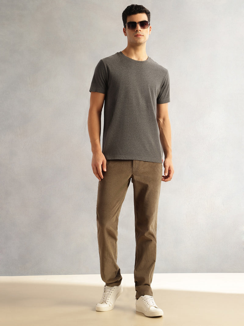 Thomas Scott Men Mint Regular Fit Mid-Rise 4 Pockets Woven Corduroy Trouser