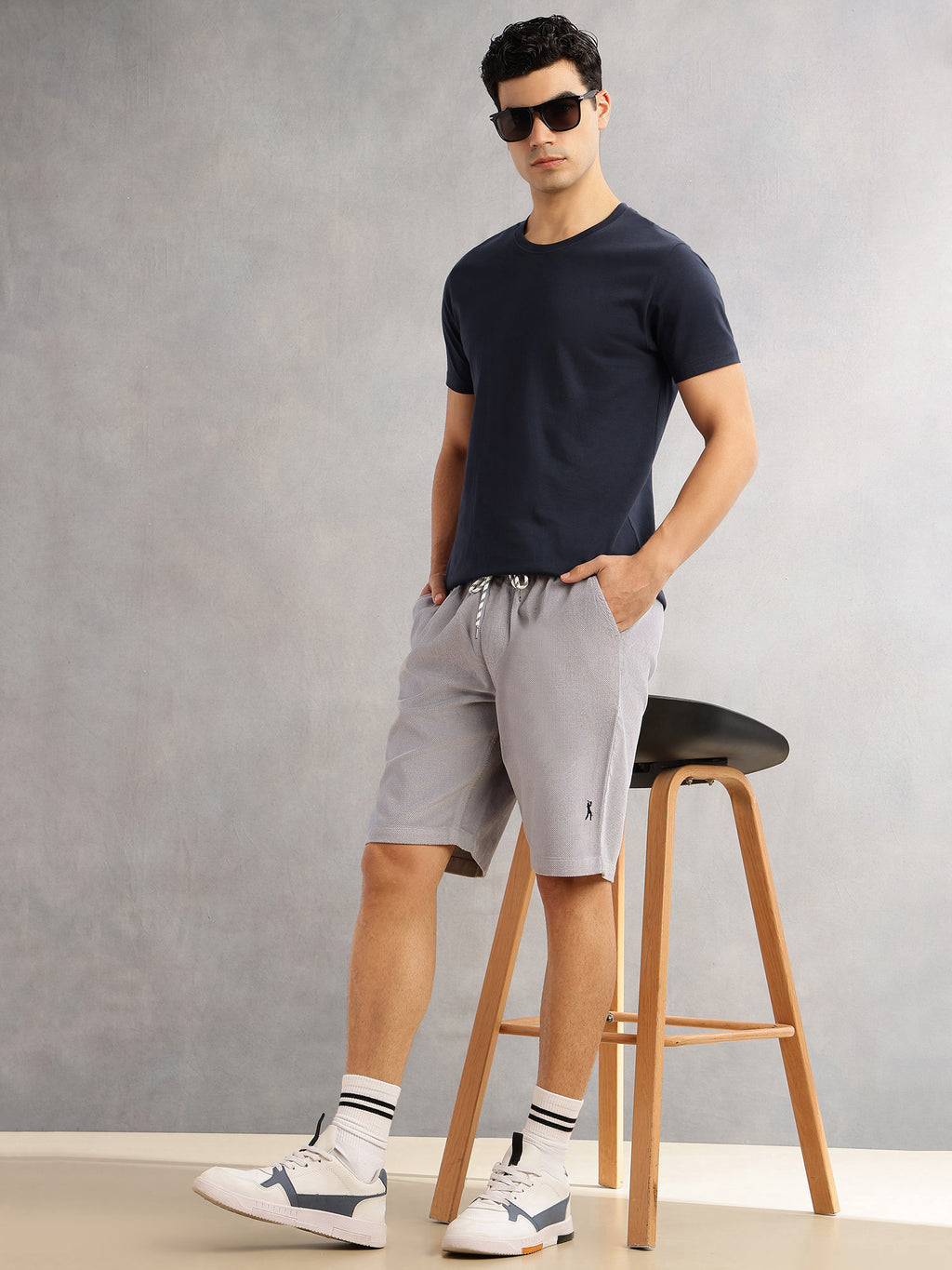 Thomas Scott Men Grey Regular Fit Mid-Rise Corduroy Casual Shorts