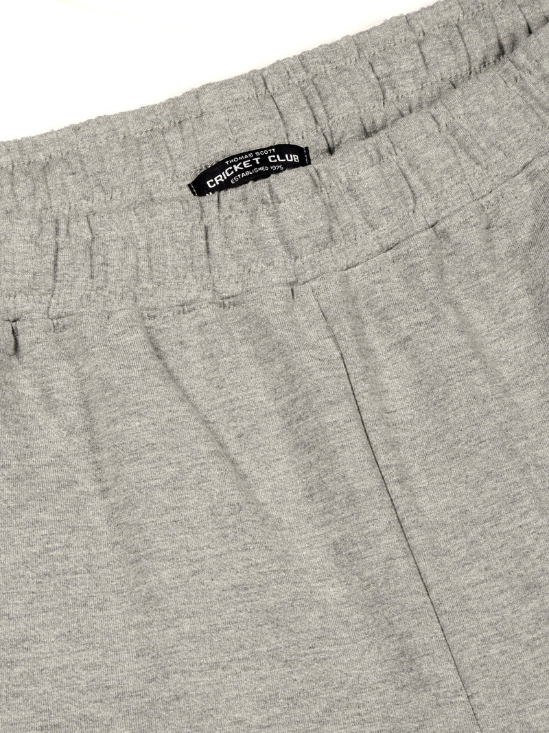 Thomas Scott Men Grey Melange Regular Fit Mid-Rise Solid 2 Pockets Knitted Shorts