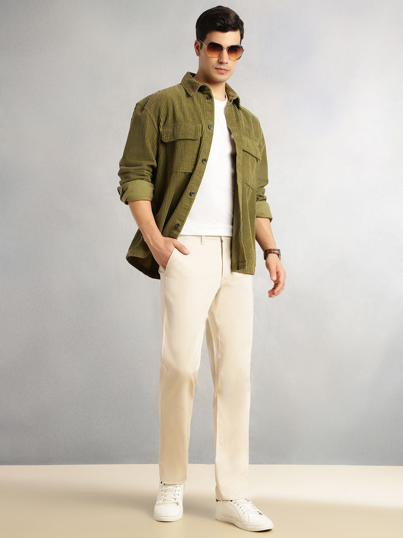 Thomas Scott Men Beige Cricket Club Collection Regular Fit Mid-Rise Solid Woven Trouser