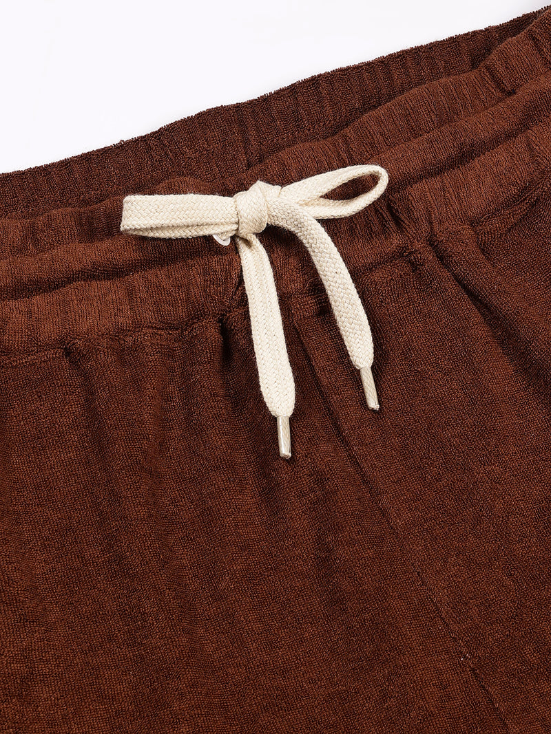 Thomas Scott Men Coffee Brown Relaxed Fit Mid-Rise Knitted Shorts
