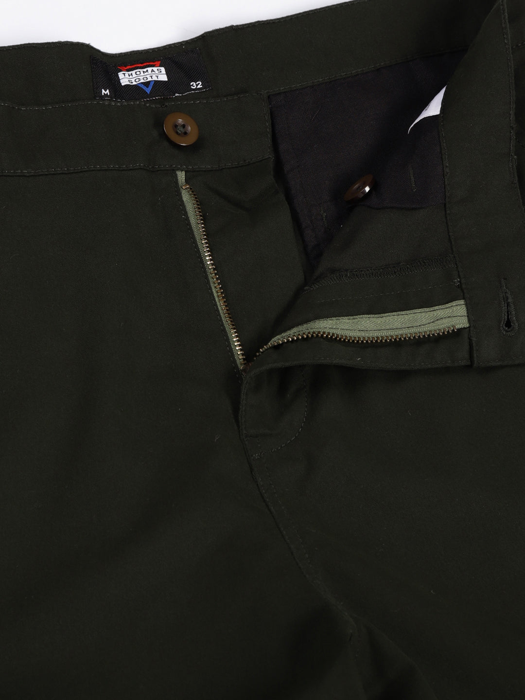 Thomas Scott Men Bottle Green Regular Fit Mid-Rise Cotton Woven Parachute Cargo Trouser