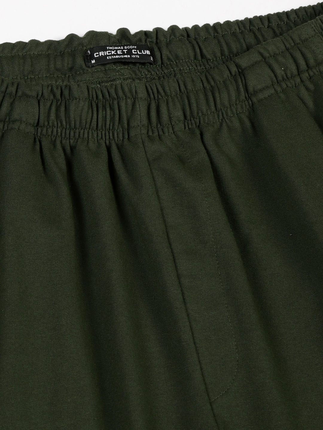 Thomas Scott Men Kombu Green Relaxed-Fit Mid-Rise Solid 3 Pockets Cargo Joggers