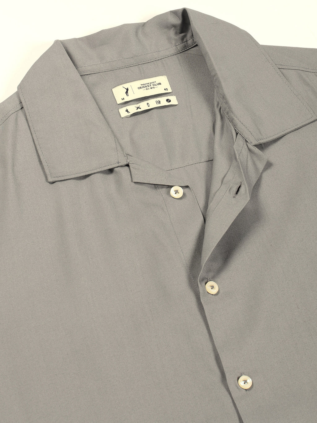 Thomas Scott Men Grey Short Sleeves Oversized Fit Solid Cuban Collar Viscose Casual Shirt