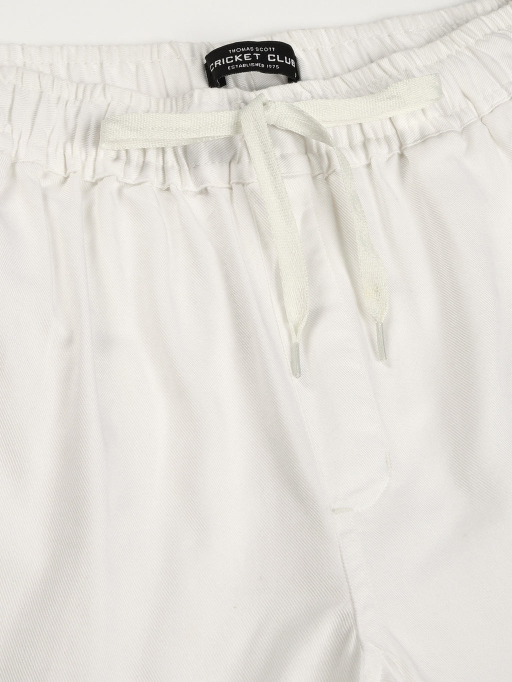 Thomas Scott Men White Regular Fit Mid-Rise 3 Pockets Solid Cotton Woven Joggers