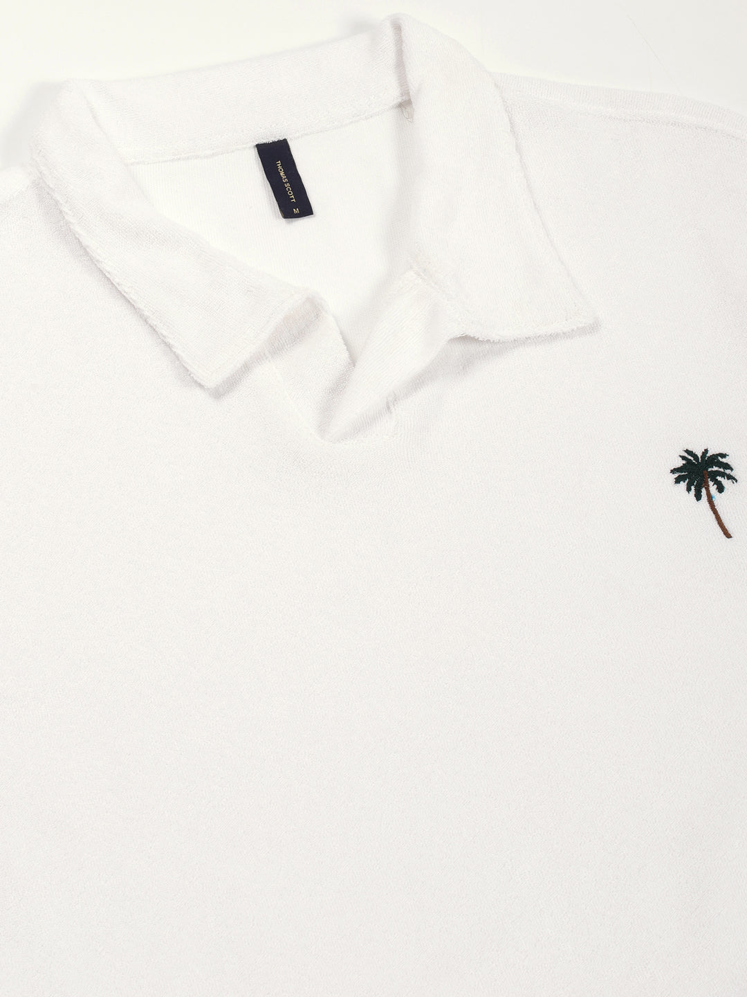 Thomas Scott Men White Relaxed Fit Short Sleeves Solid Polo Collar Knitted T-Shirt