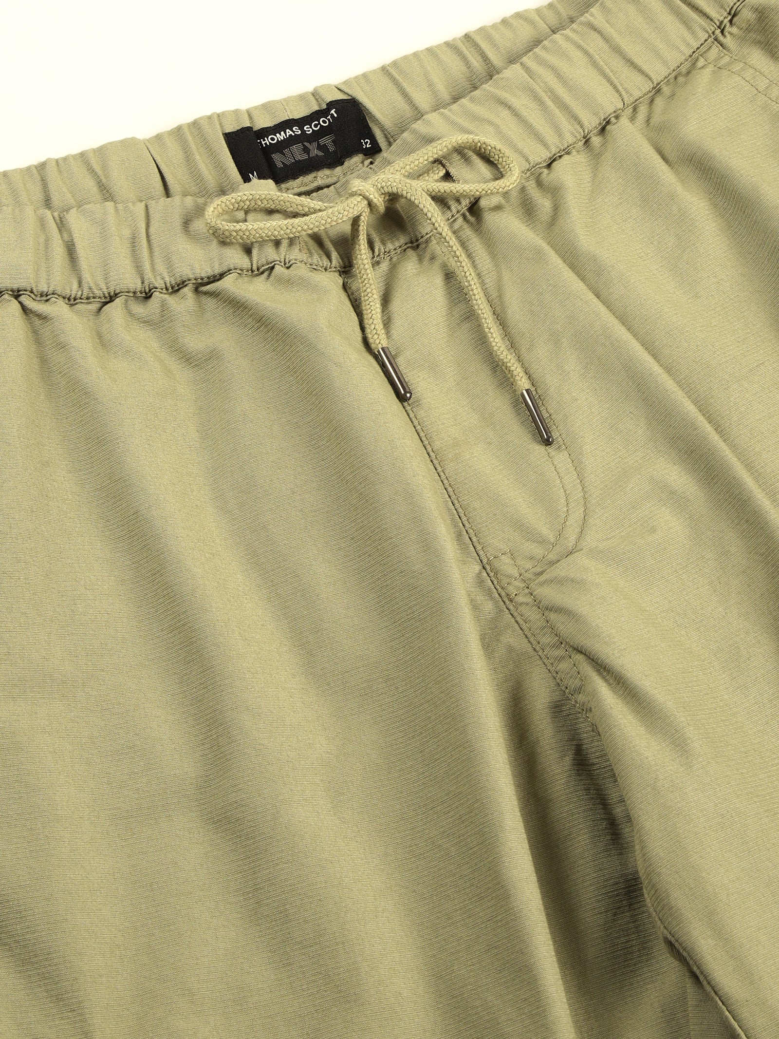 Thomas Scott Men Olive Slim Fit Mid-Rise Solid 6 Pockets Woven Cargo Joggers