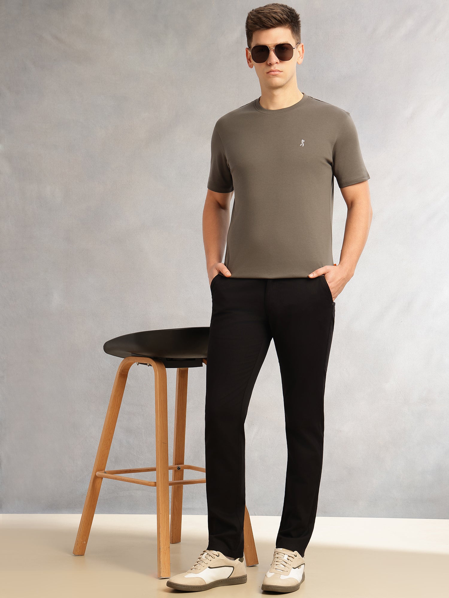 Thomas Scott Men Olive1 Cricket Club Collection Regular Fit Short Sleeves Round Neck Solid 100% Cotton Knitted Tshirt