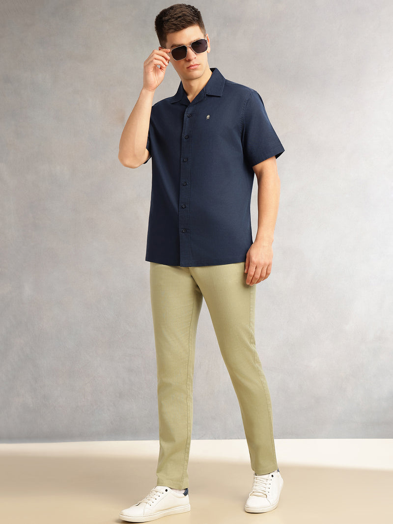 Thomas Scott Men Mint Straight Fit Mid-Rise Solid 4 Pockets Woven Chinos Trouser