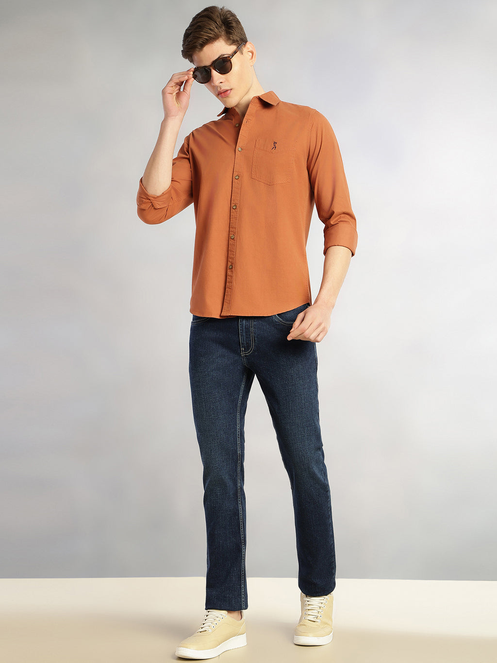 Thomas Scott Men Rust Cricket Club Collection Long Sleeves Slim Fit Spread Collar 100% Cotton Twill Casual Shirt
