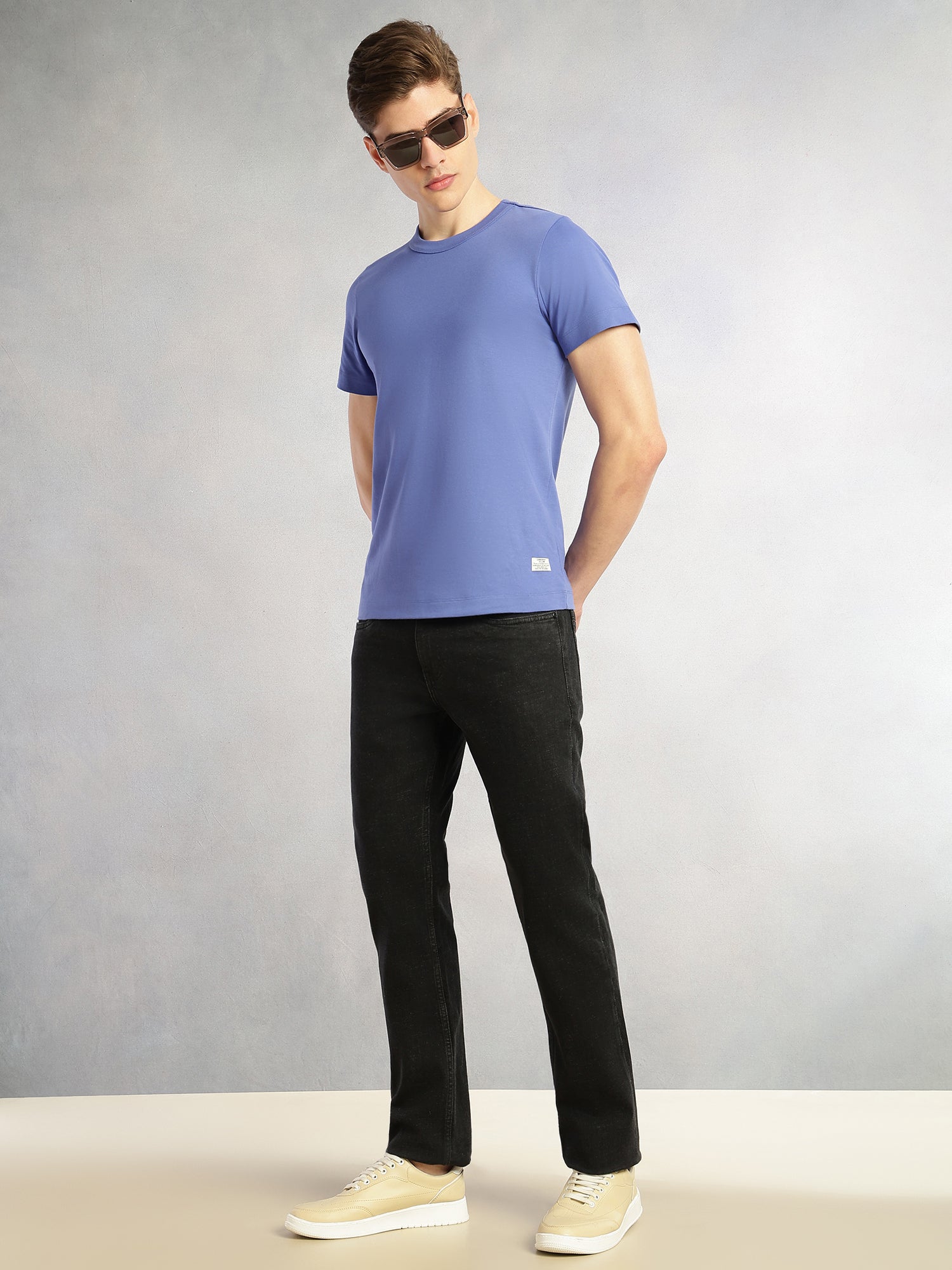 Thomas Scott Men Black Cricket Club Collection Mid-Rise No Faded Straight Fit 5 Pockets Stretchable Jeans