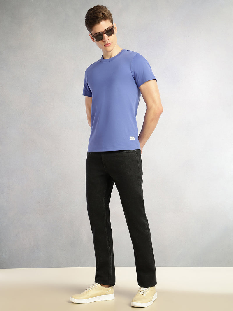 Thomas Scott Men Black Cricket Club Collection Mid-Rise No Faded Straight Fit 5 Pockets Stretchable Jeans