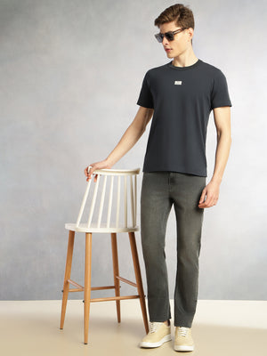 Grey Cricket Club Collection Straight Fit Mid-Rise Faded 5 Pockets Stretchable Jeans For Men
