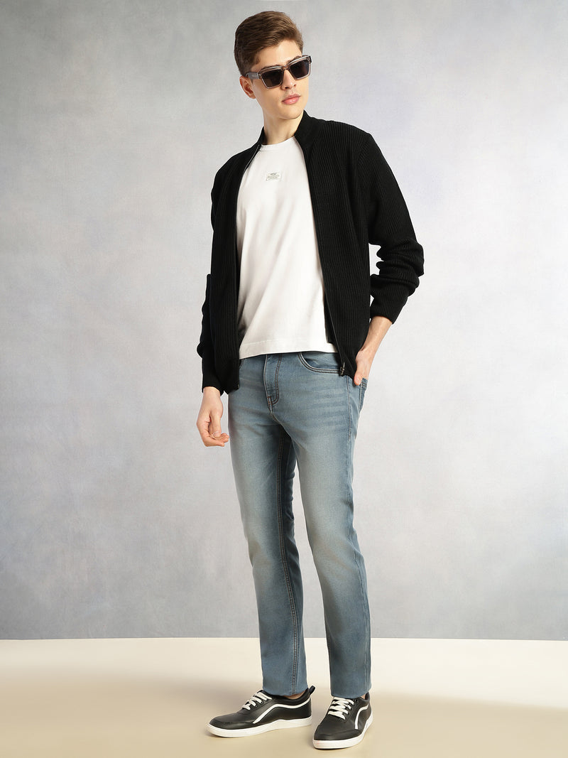Thomas Scott Men Mid Blue Cricket Club Collection Straight Fit Mid-Rise Faded 5 Pockets Stretchable Jeans