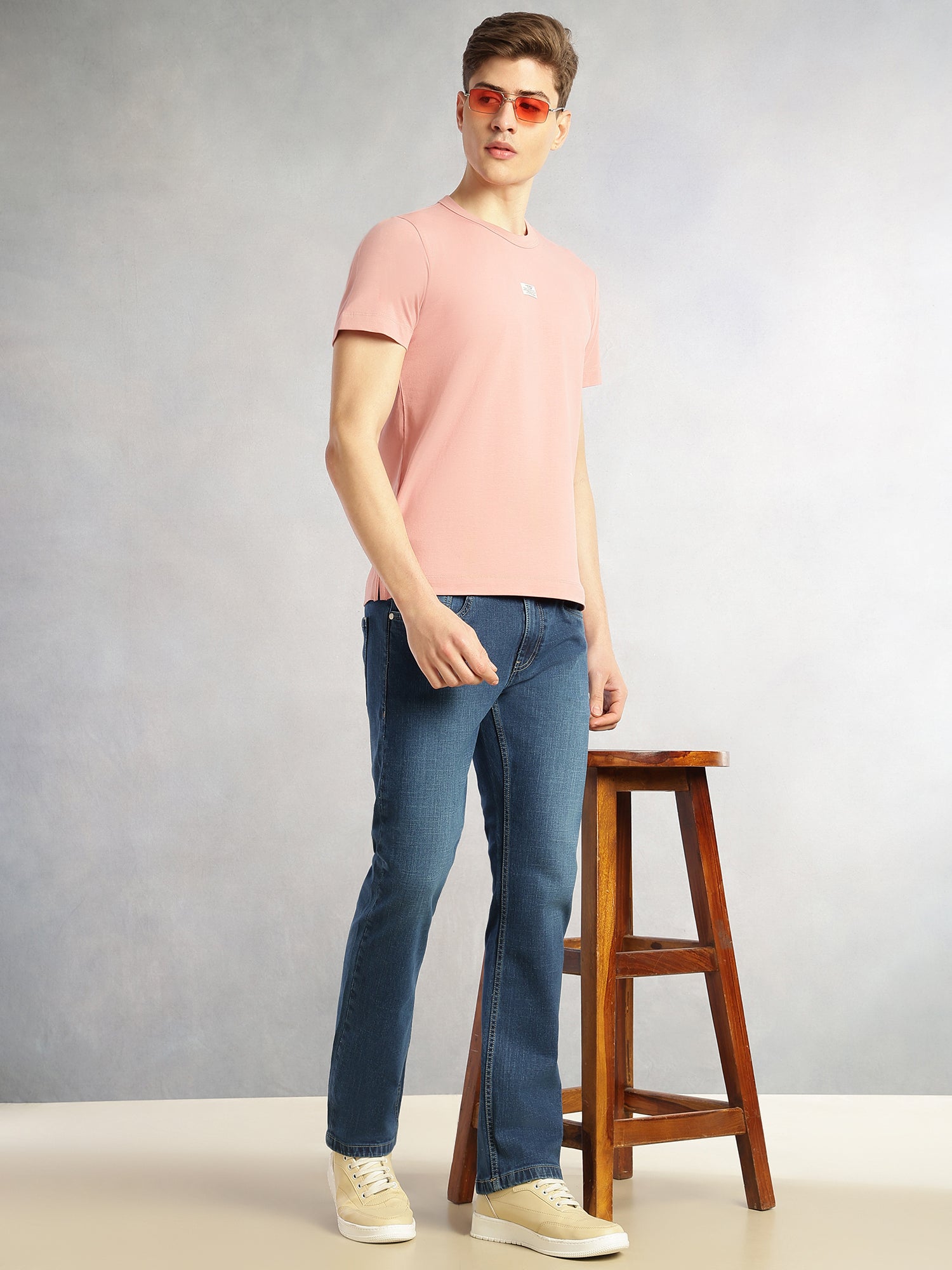 Thomas Scott Men Light Blue Cricket Club Collection Straight Fit Mid-Rise Faded 5 Pockets Stretchable Jeans