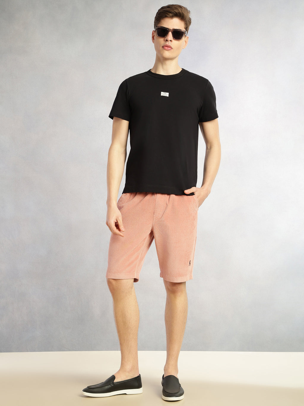 Thomas Scott Men Peach Cricket Club Collection Regular Fit Mid-Rise Woven Cotrises Corduroy Shorts