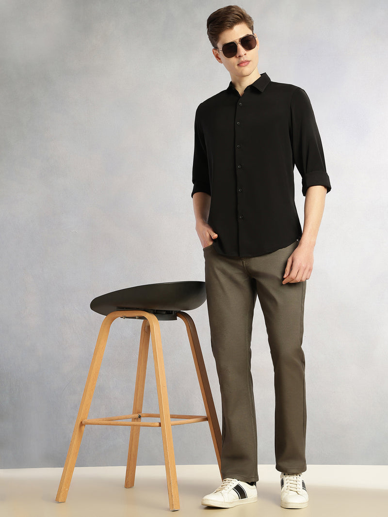 Thomas Scott Men Olive Cricket Club Collection Mid-Rise Straight Fit No Fade Stretchable Jeans