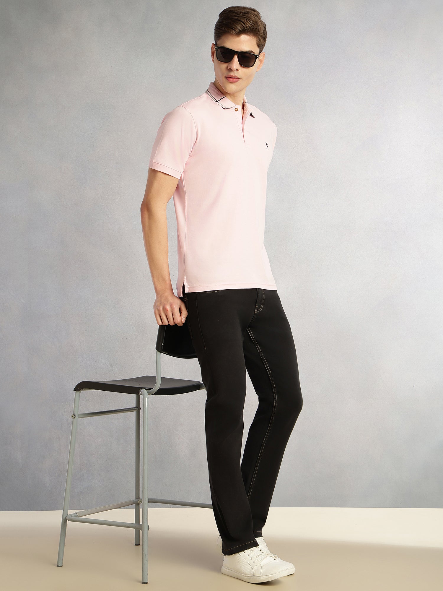 Thomas Scott Men Pink Cricket Club Collection Regular Fit Short Sleeve 100% Cotton Knitted Polo Collar T-Shirt