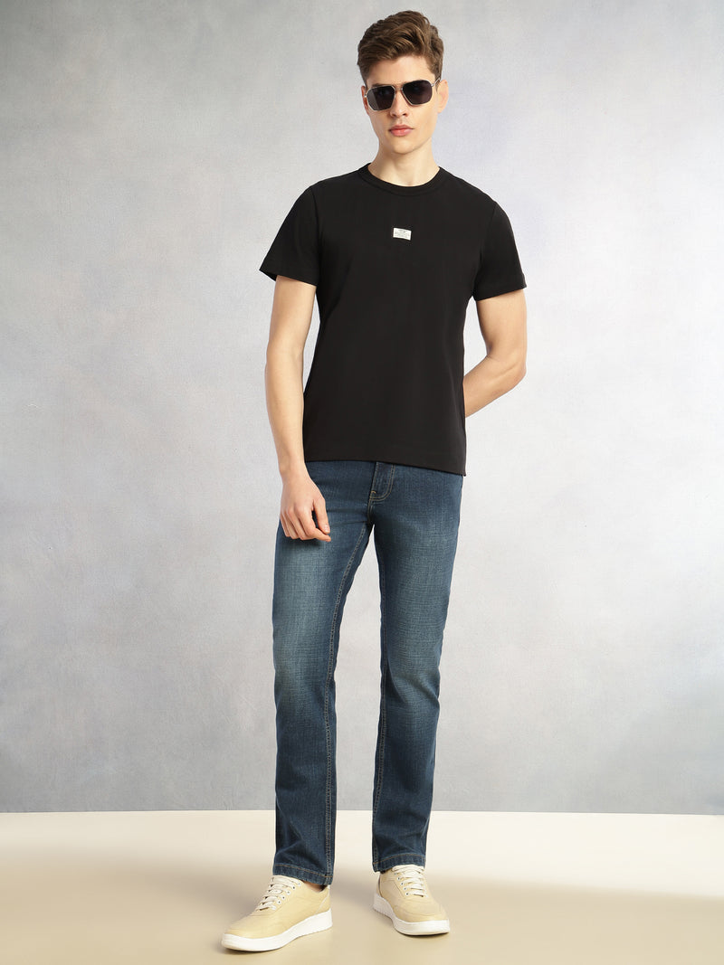 Thomas Scott Men Mid Blue Cricket Club Collection Straight Fit Mid-Rise Faded 5 Pockets Stretchable Jeans