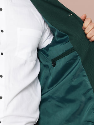 Thomas Scott Men Bottle Green1 Regular Fit Mandarin Collar Long Sleeves Solid Formal and Wedding Wear Bandhgala Blazer