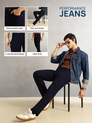 Thomas Scott Men Blue Smart Slim Fit Dark Shade 4-Way Stretch Performance Jeans