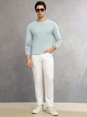 Thomas Scott Men White Smart Straight Fit Mid-Rise Solid 5-Pocket Design Woven Chinos Trouser