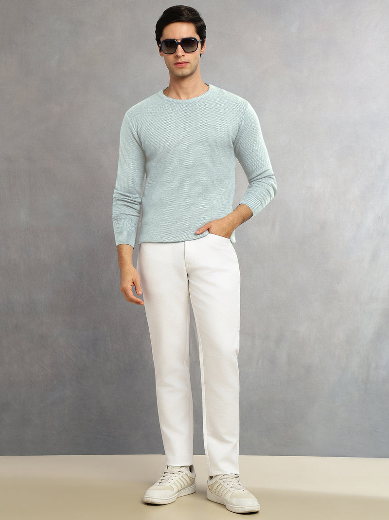 Thomas Scott Men White Smart Straight Fit Mid-Rise Solid 5-Pocket Design Woven Chinos Trouser