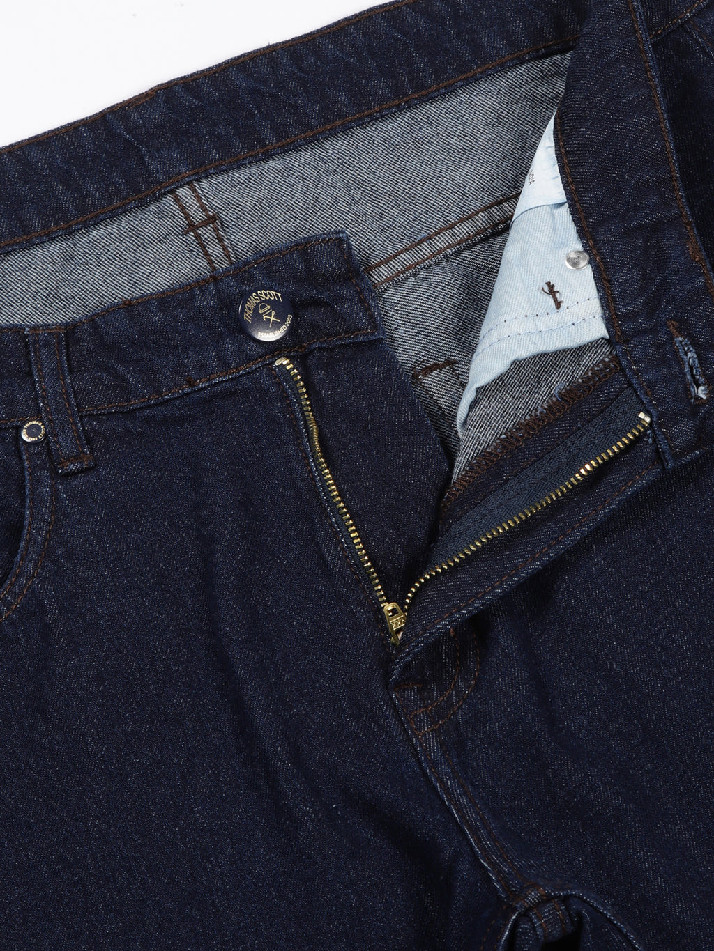 Thomas Scott Men Dark Indigo Relaxed Fit Mid-Rise Clean Look Dark Shade 5 Pocket Design Non-Stretchable Jeans