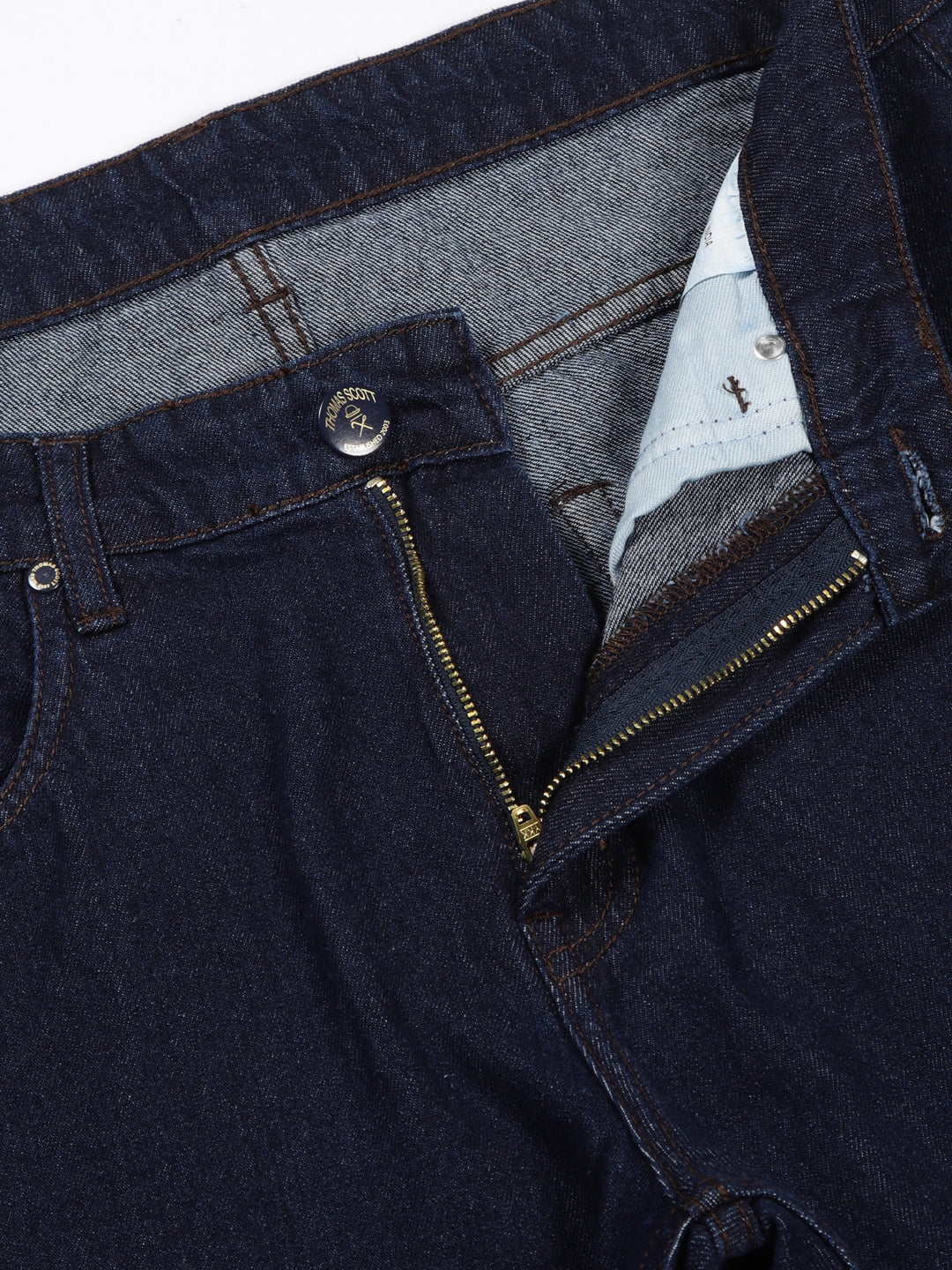 Thomas Scott Men Dark Indigo Relaxed Fit Mid-Rise Clean Look Dark Shade 5 Pocket Design Non-Stretchable Jeans