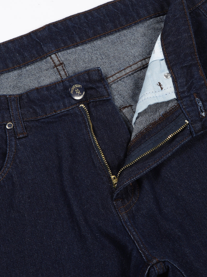 Thomas Scott Men Dark Indigo Relaxed Fit Mid-Rise Clean Look Dark Shade 5 Pocket Design Non-Stretchable Jeans