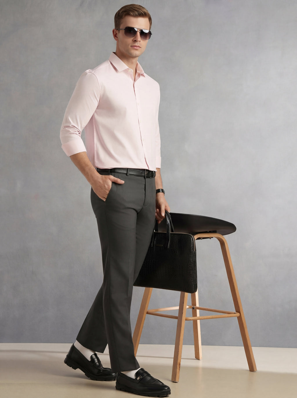 Thomas Scott Men Pink Regular Fit Long Sleeves Spread Collar 100% Cotton Oxford Formal Shirt